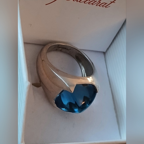 NIB Baccarat Medicis Ring, Sterling Silver & Crystal, Riviera Blue, Size 7 - Picture 6 of 7